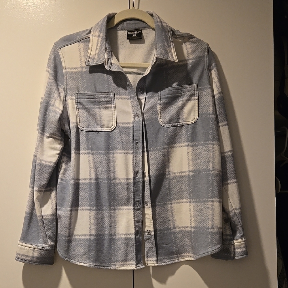 Blue and White Plaid Button Down Shirt